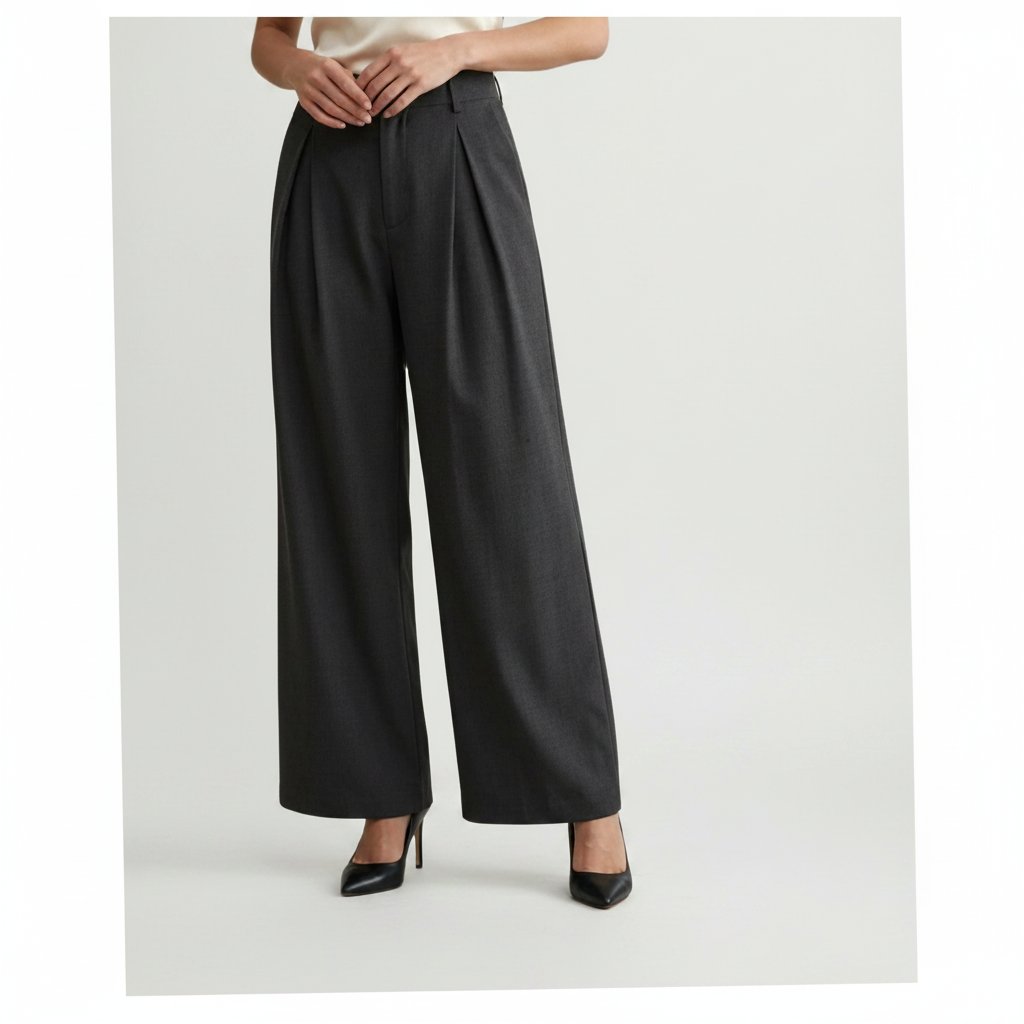 Pantalon large taille haute gris foncé de la marque Cleo