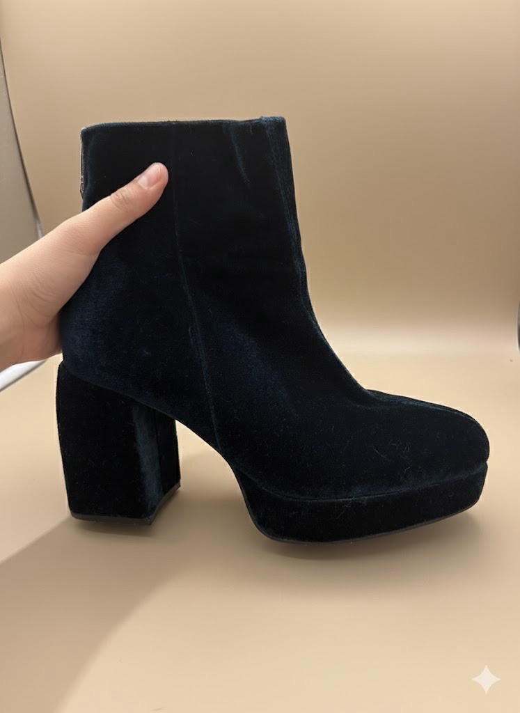 Bottines à talons bleues velour 