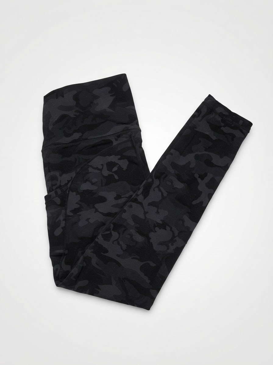 Legging de sport à motif camouflage noir et gris foncé