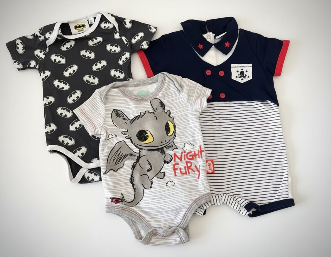 Lot de 3 bodies bébé garçon neuff à partir 3 mois jusqu'à 1 ans