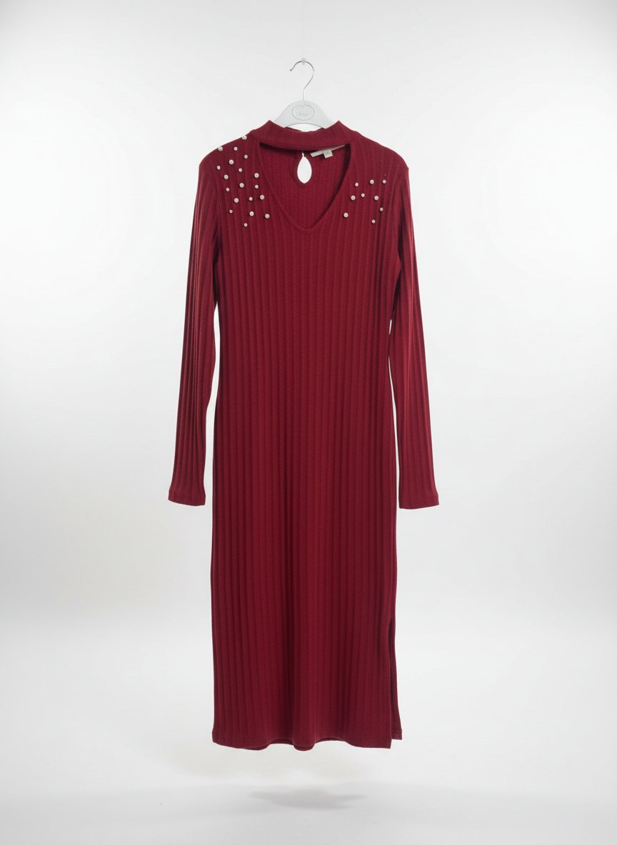 Robe ajusté twila (tfott rokba) avec détails (perle) 