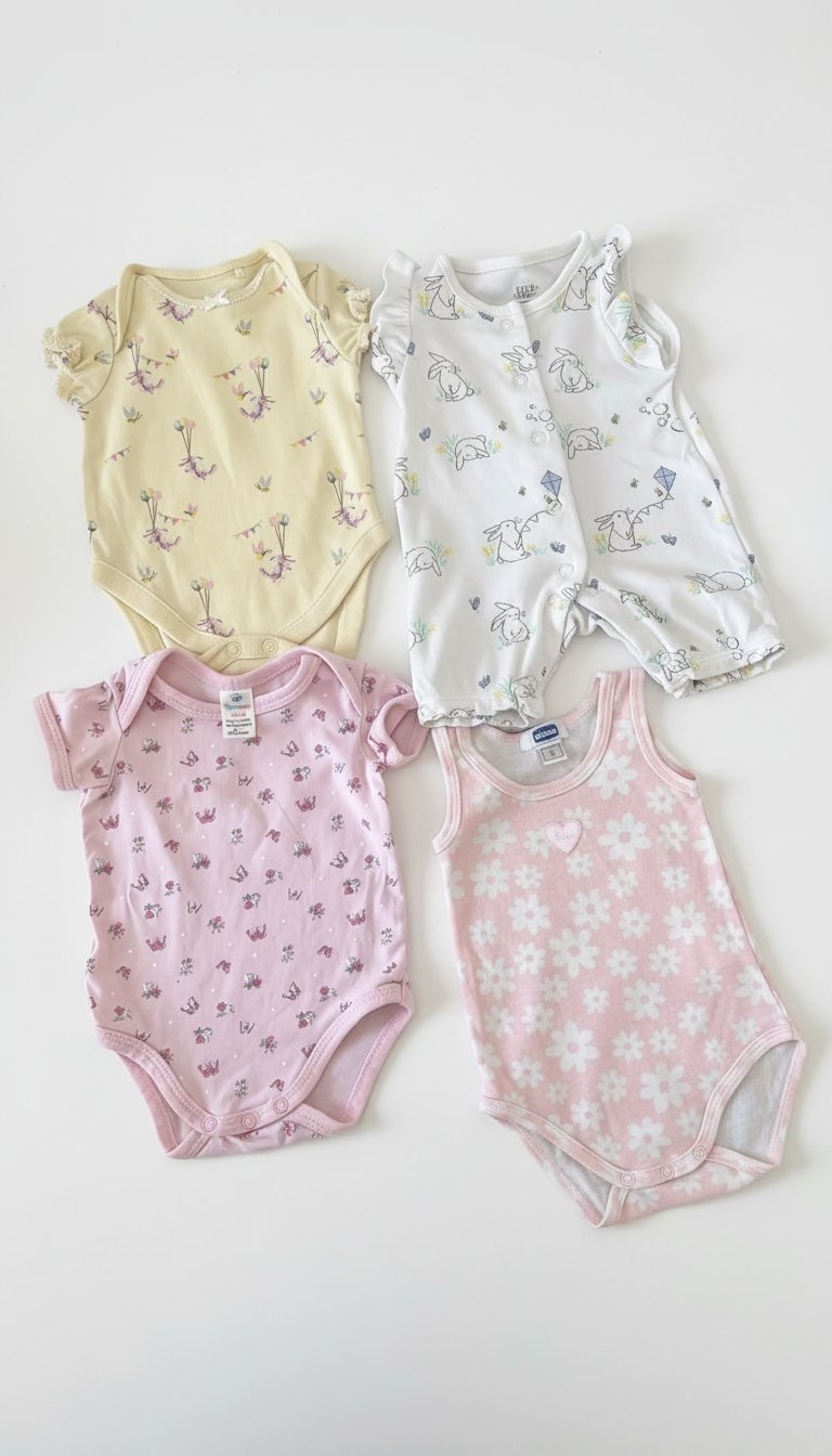 Lot de 4 bodies bébé fille👶🏻💞 a partir nouveau-né jusqu'à 6mois💟 