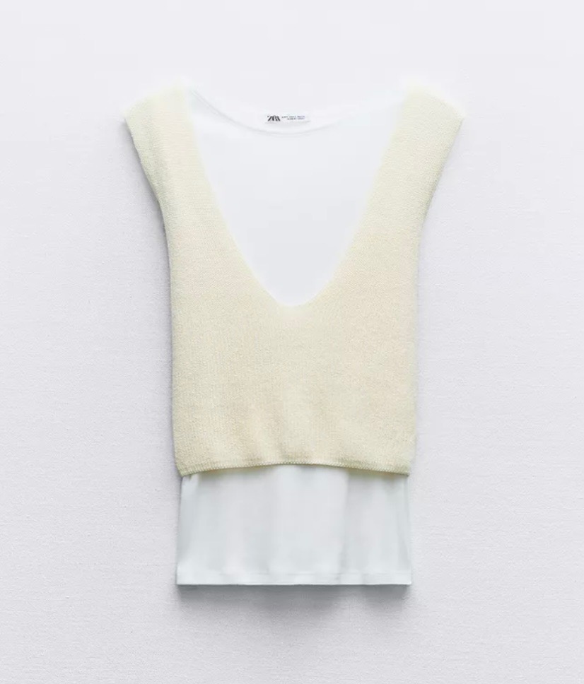 Haut Zara blanc en doublure très chic