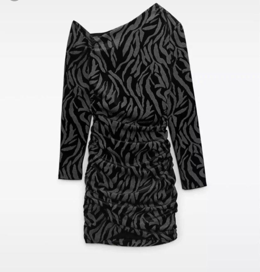 Robe soirée ZARA Col Asymétrique en Print🦓