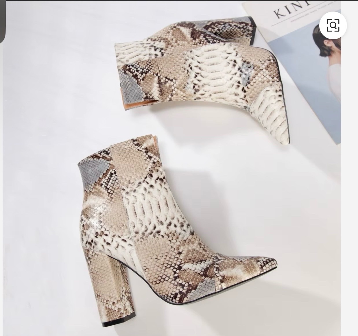 🔥🔥d'élégantes bottines🔥🔥🇫🇷🇫🇷 à motif peau de serpent dotées d'un bout pointu et d'un talon épais assorti