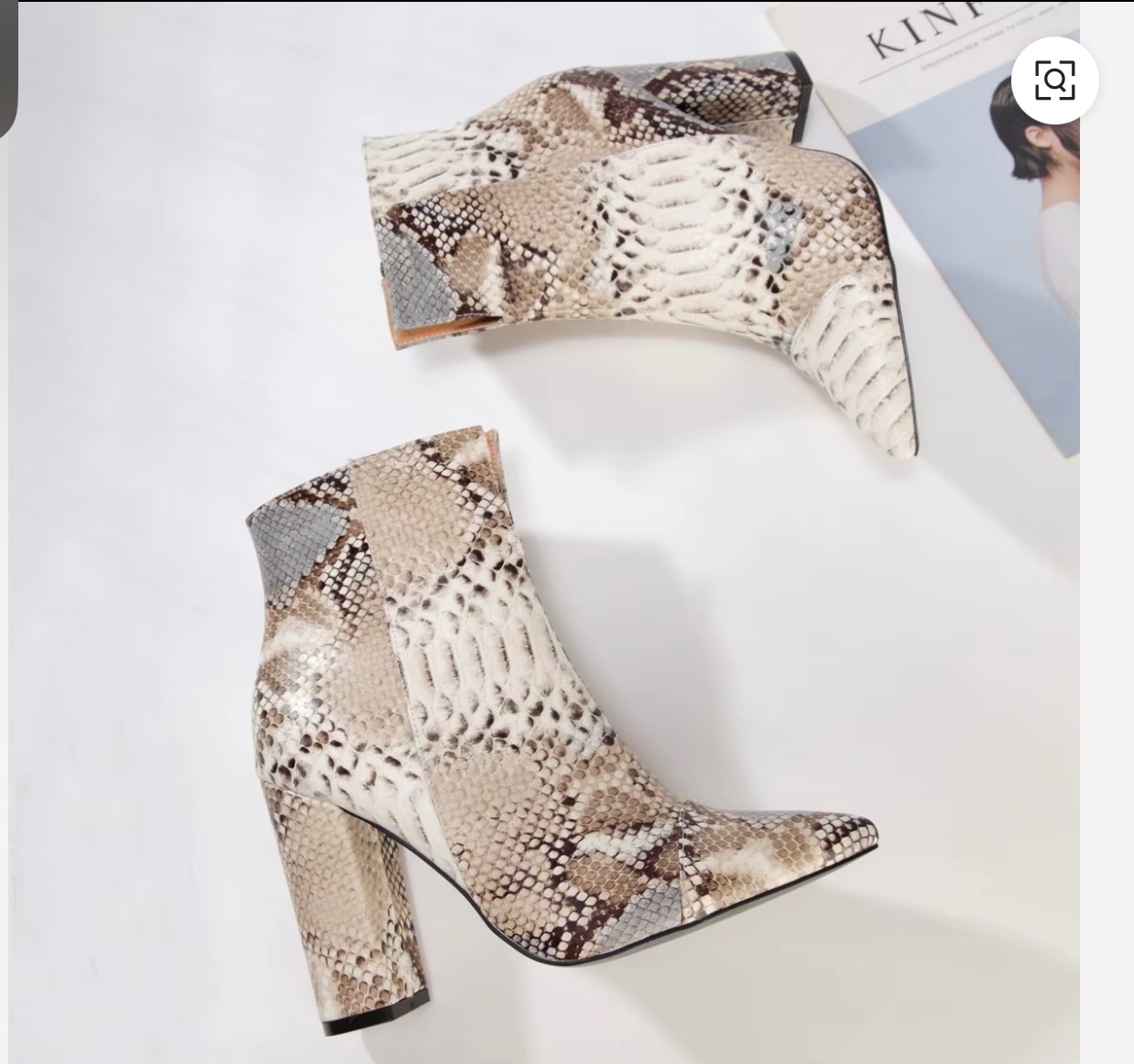 🔥d'élégantes bottines🔥🔥🇫🇷🇫🇷 à motif peau de serpent dotées d'un bout pointu et d'un talon épais assorti Pointure 37