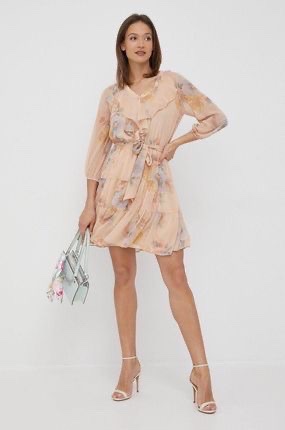 🔥robe Lauren Ralph Lauren 🔥en georgette plissée arbore un motif floral dans les tons abricot Taille M L