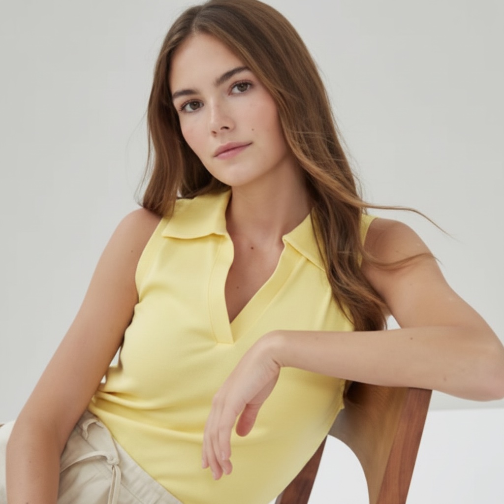 🔥🔥débardeur jaune de la marque OCN🔥🔥 est un haut sans manches avec un col polo.Il est de couleur jaune vif.Il  Taille S M  État bonne état 