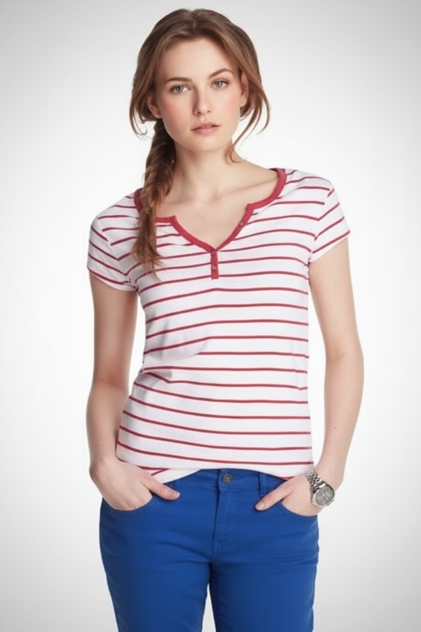 🔥🔥 t-shirt Esprit présente un motif à rayures rose et blanc avec un  t-shirt Esprit présente un motif à rayures rose et blanc  🔥.Marque : Esprit.Style : 