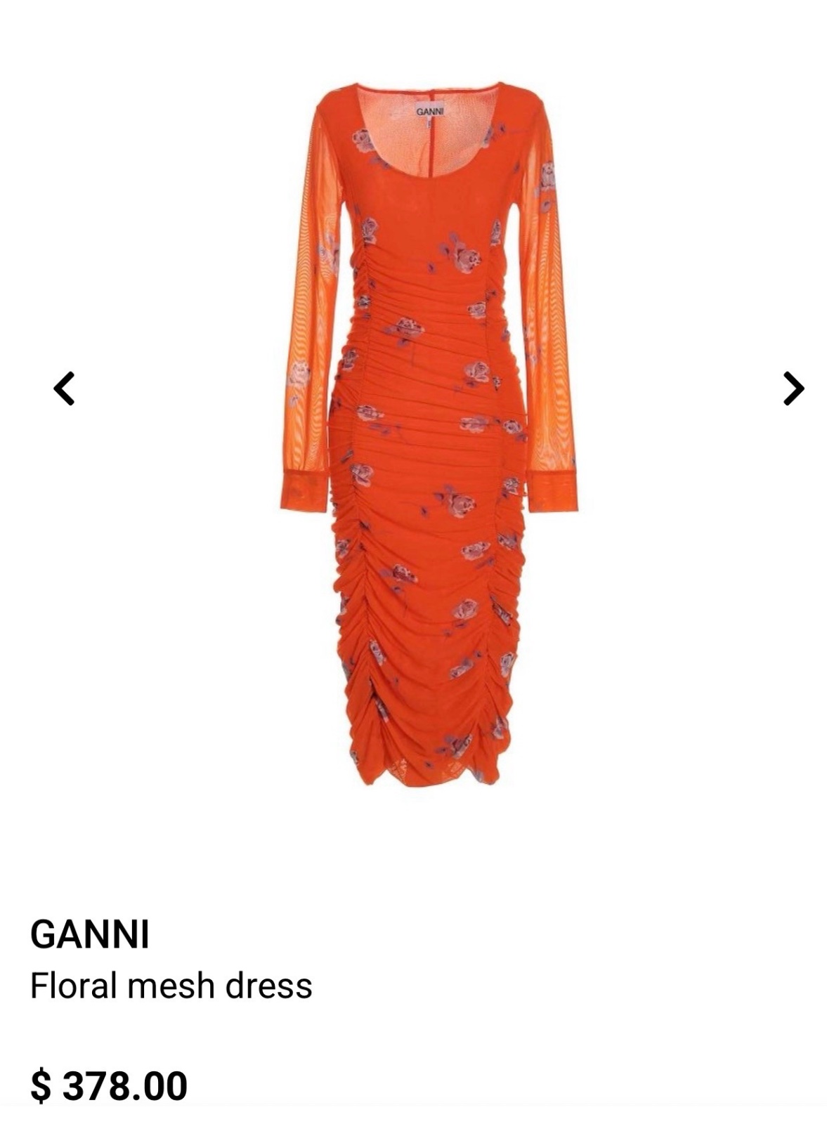 🔥GANNI🔥robe  authentique Orange Ruched Midi Dress Taille 38  Couleur oronge 