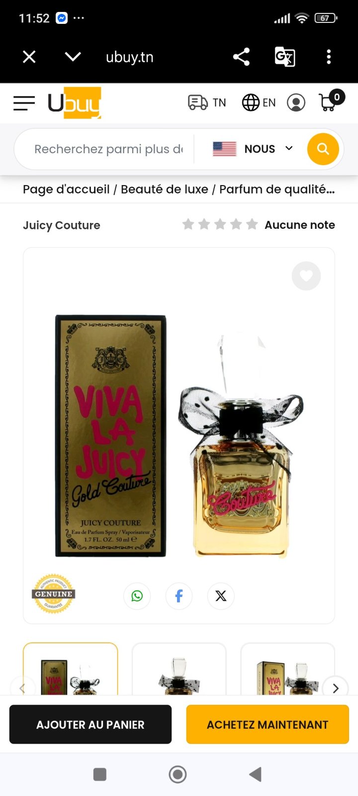 Eau de parfum authentique 100 ml