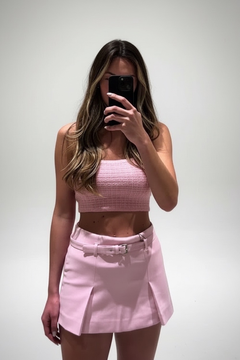Jupe short Zara rose