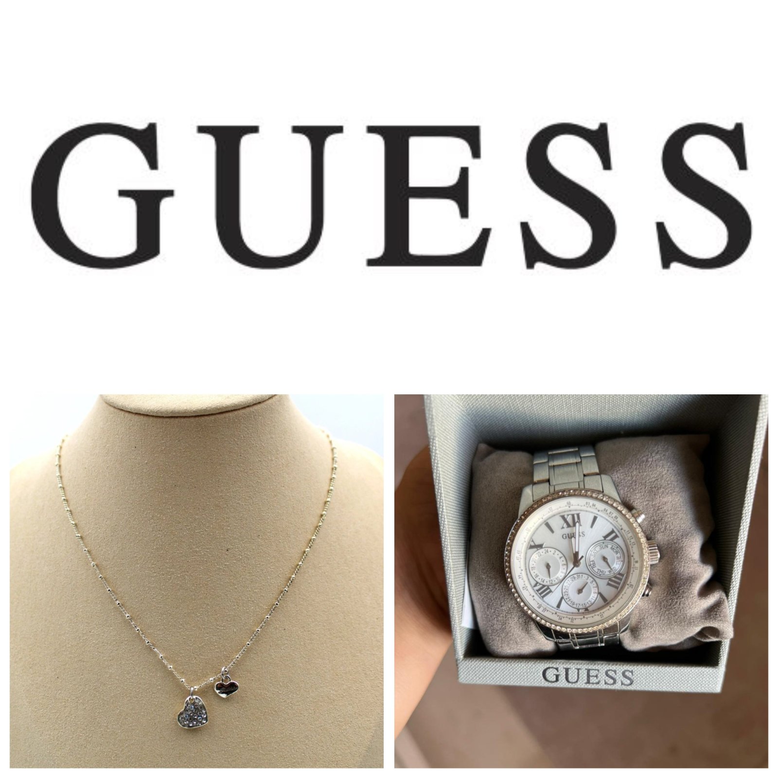 Promo 😍😍 montre et collier Guess argenté 