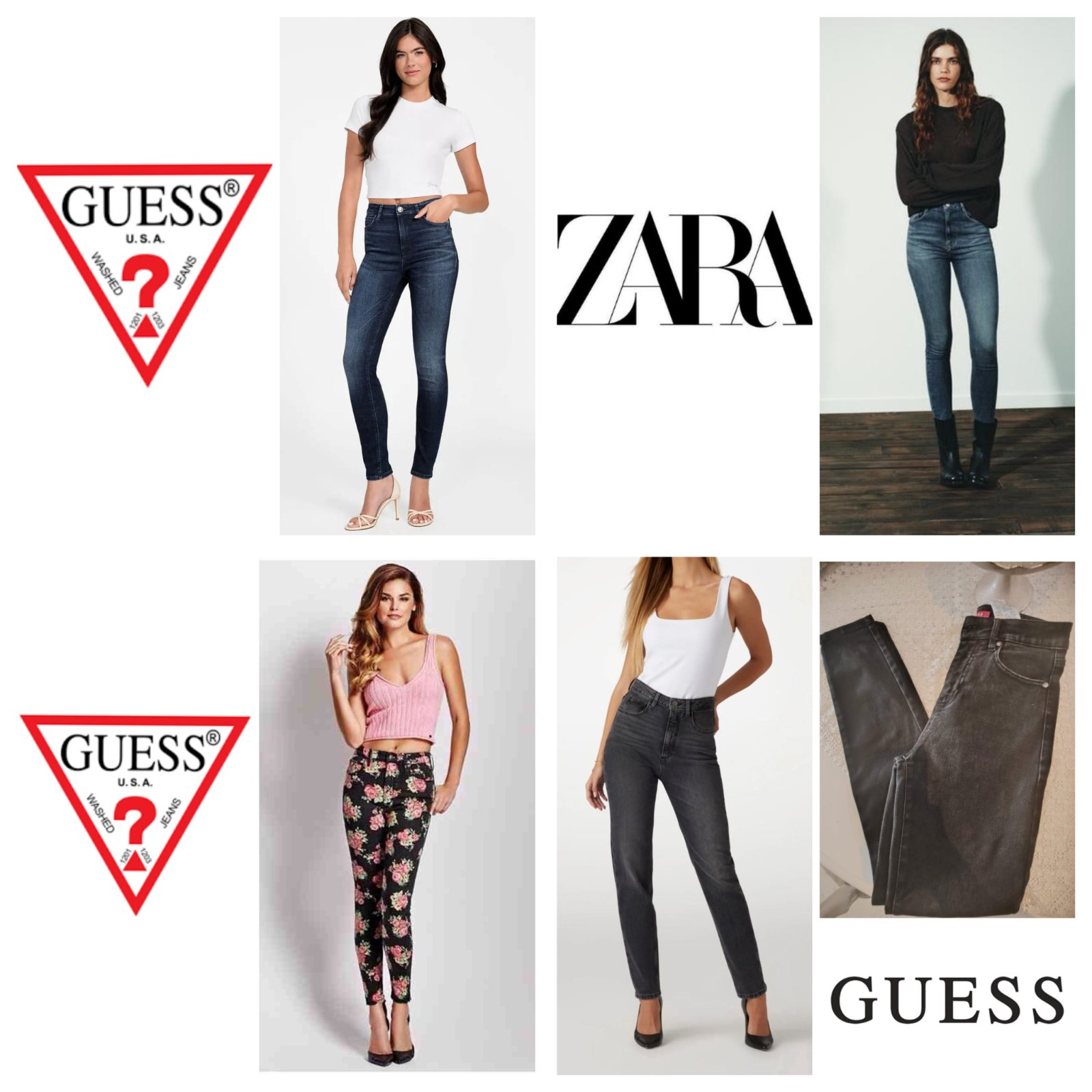 Lot de 4 pantalons jeans Guess et Zara 