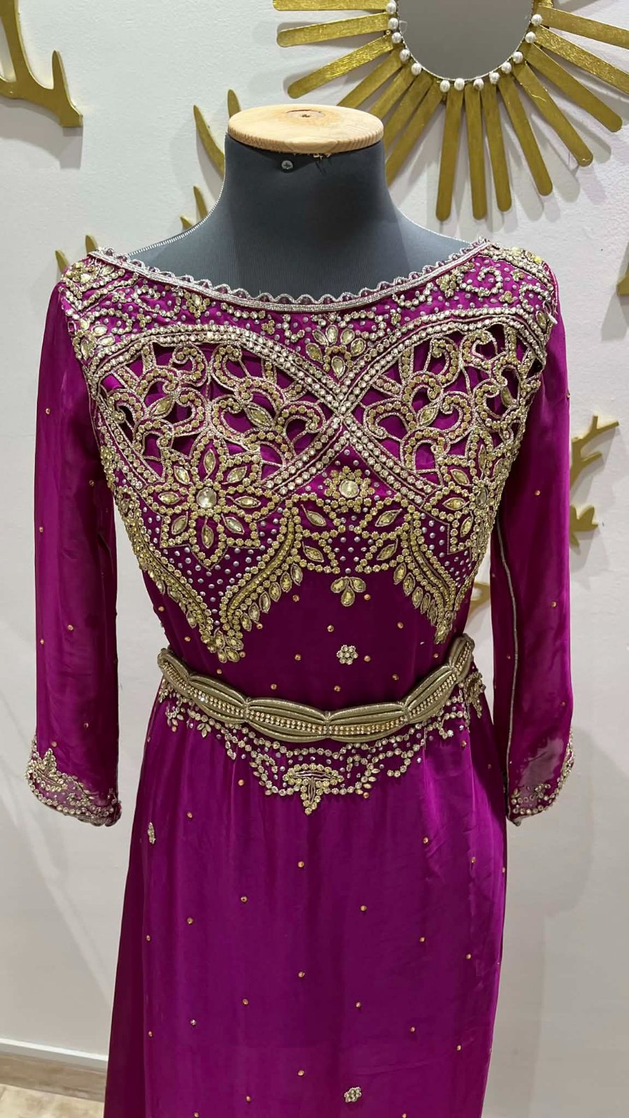Caftan marocain Sari satin de soie couture unique 