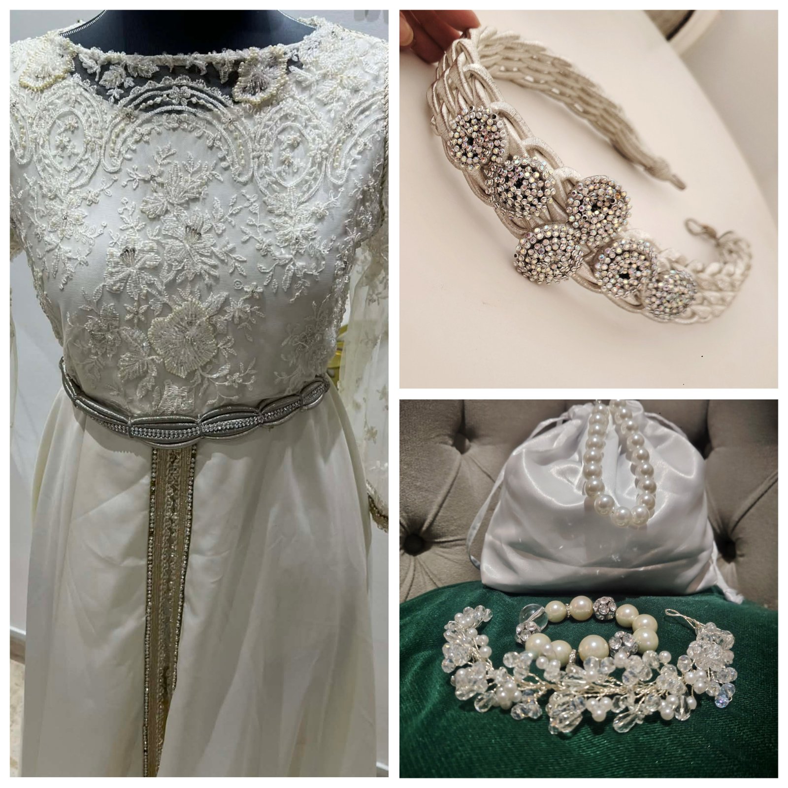  Promo Caftan marocain + couronne+ bracelet  et sac à main 