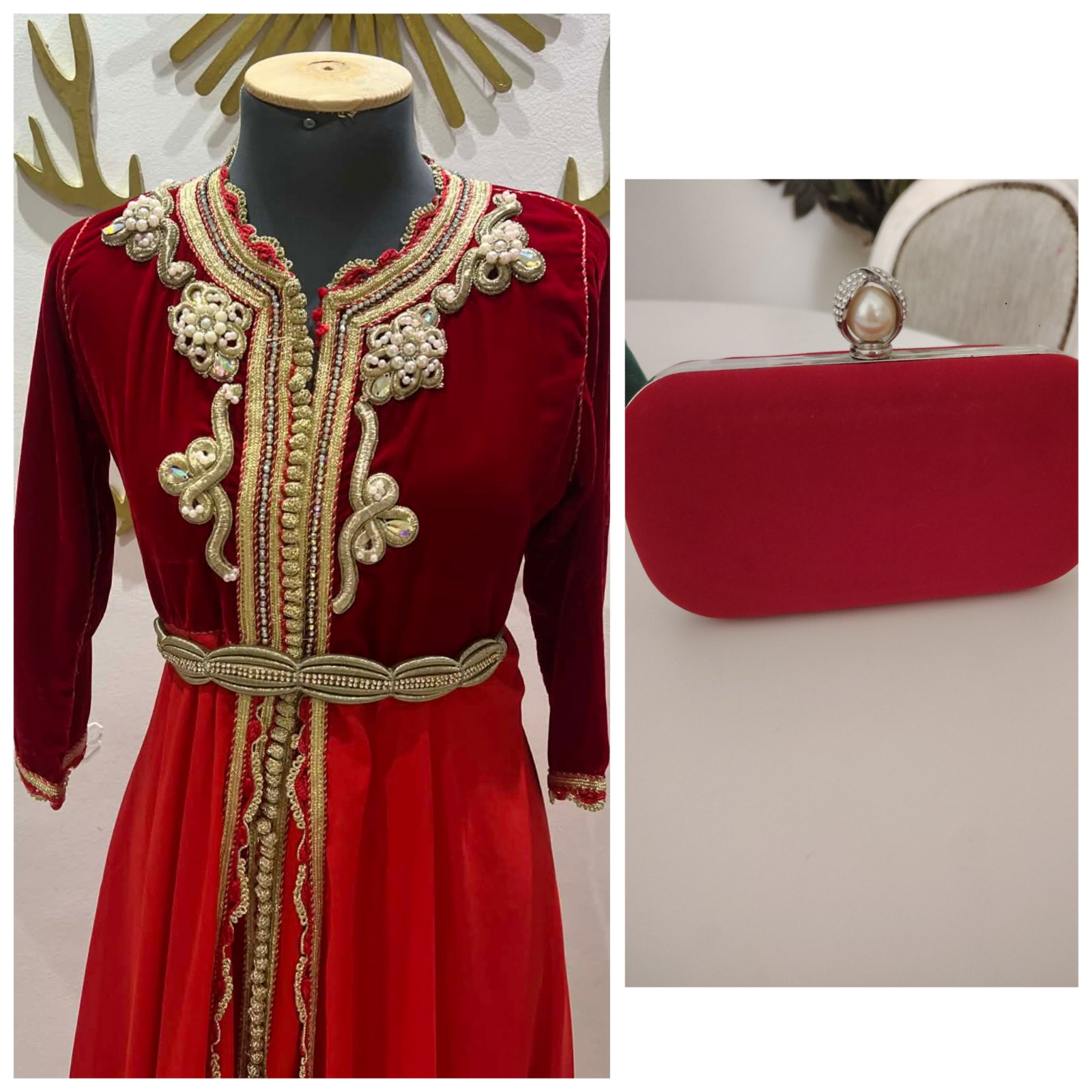 Promo Caftan marocain et sac à main soiré