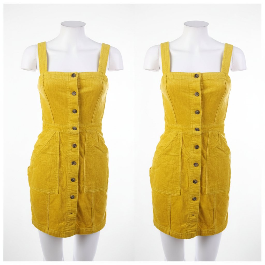 Robe salopette jaune en velours côtelé 