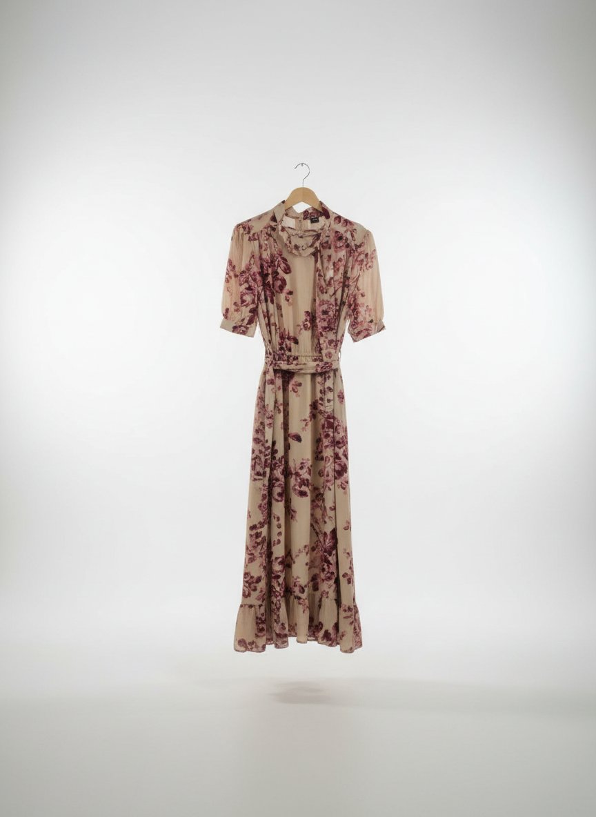Robe nude avec des fleurs 
