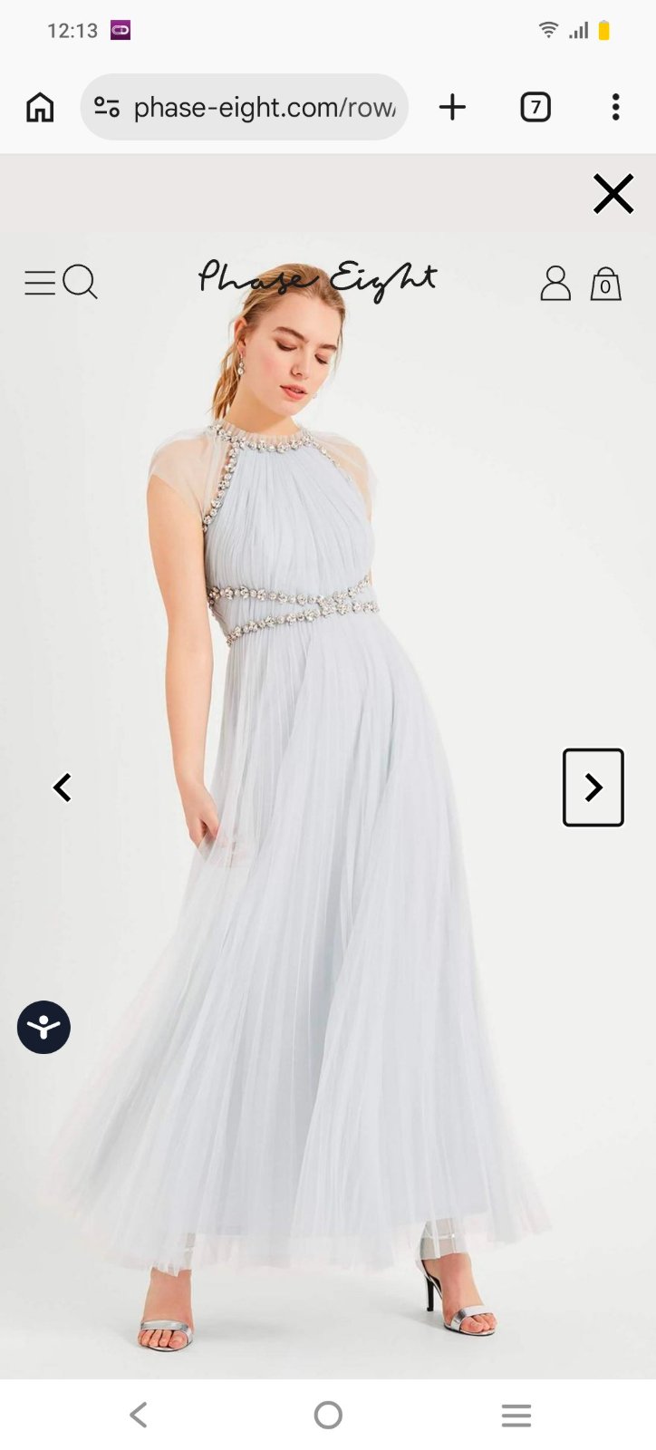 Robe soirée bleu glacé 