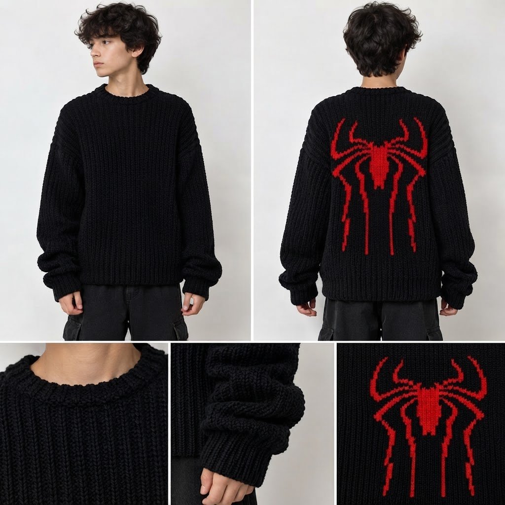 Pull Spider crocheté pour homme disponible dans toutes les tailles