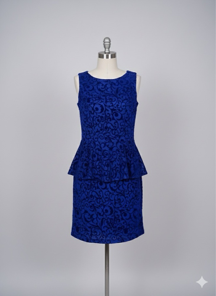 Robe bleue élégante GYGESS – Coupe peplum – Taille 36