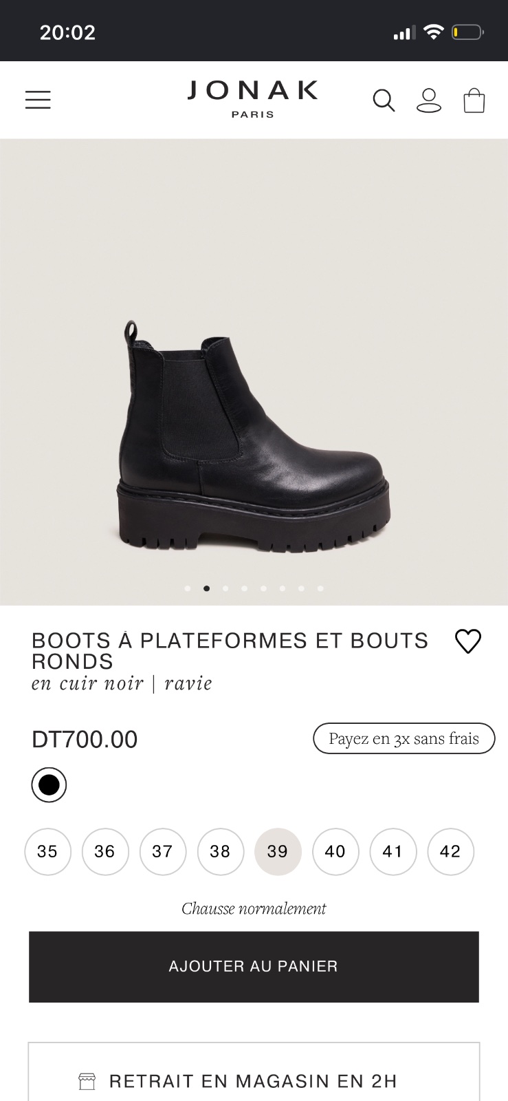 Boots a plateformes ravie cuir noir de Jonak France 