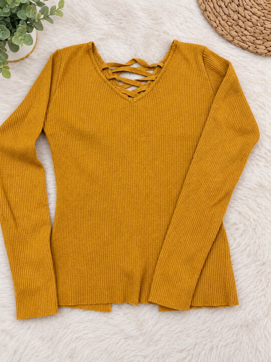 Pull jaune moutarde 