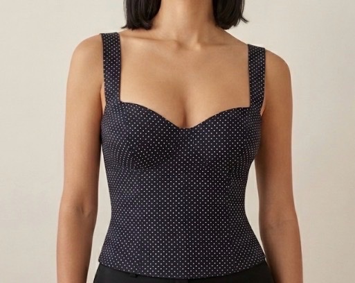 Top corset noir à pois blanc taille M