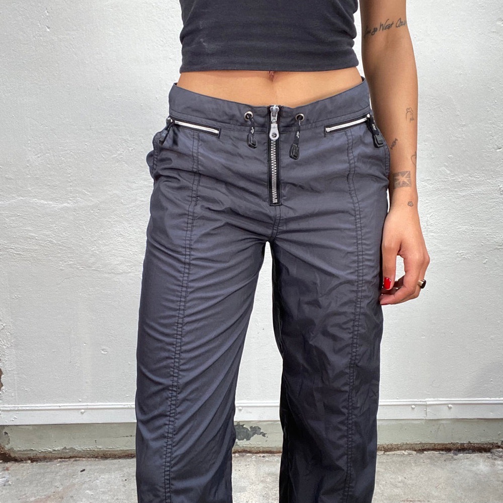 Vintage 90's streetstyle dark grey track low rise pants