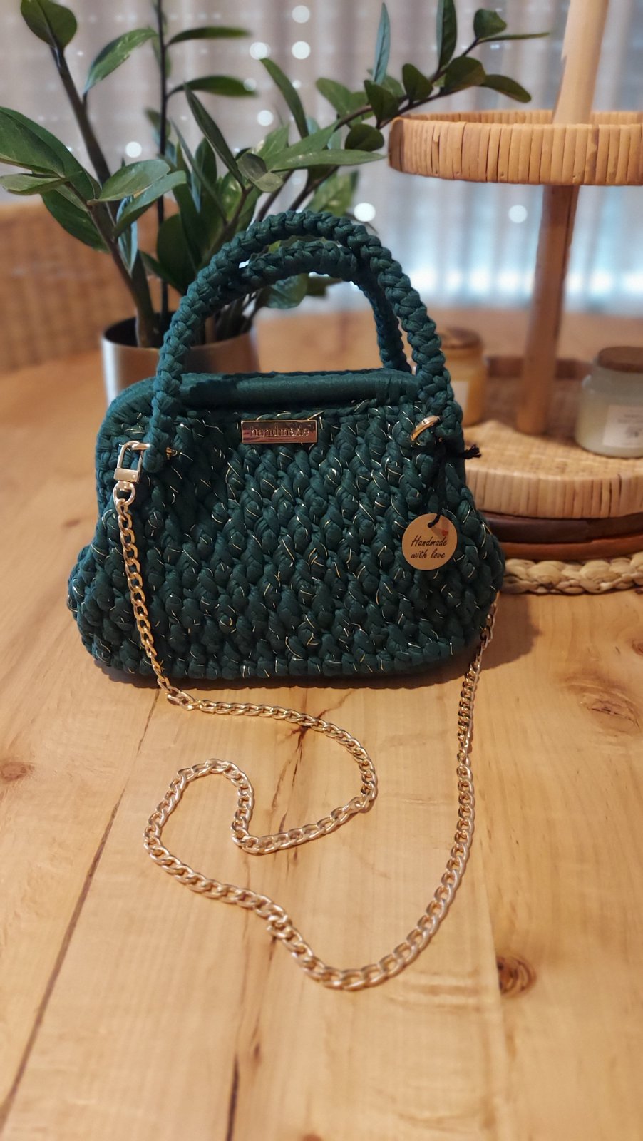 Clutch bag vert profond  fait main