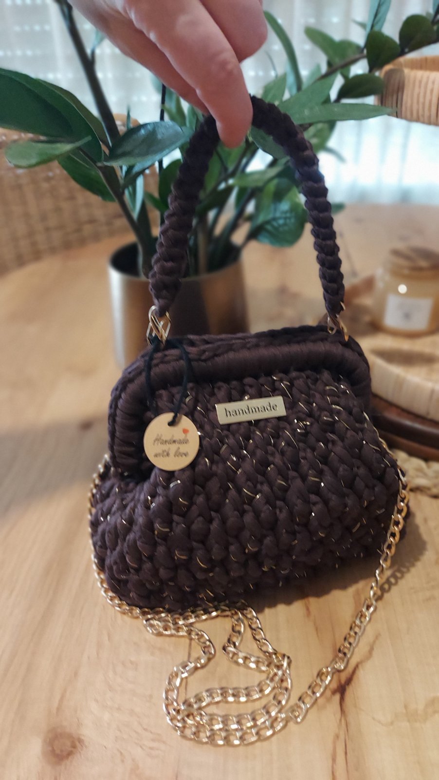 Sac à main marron fait main