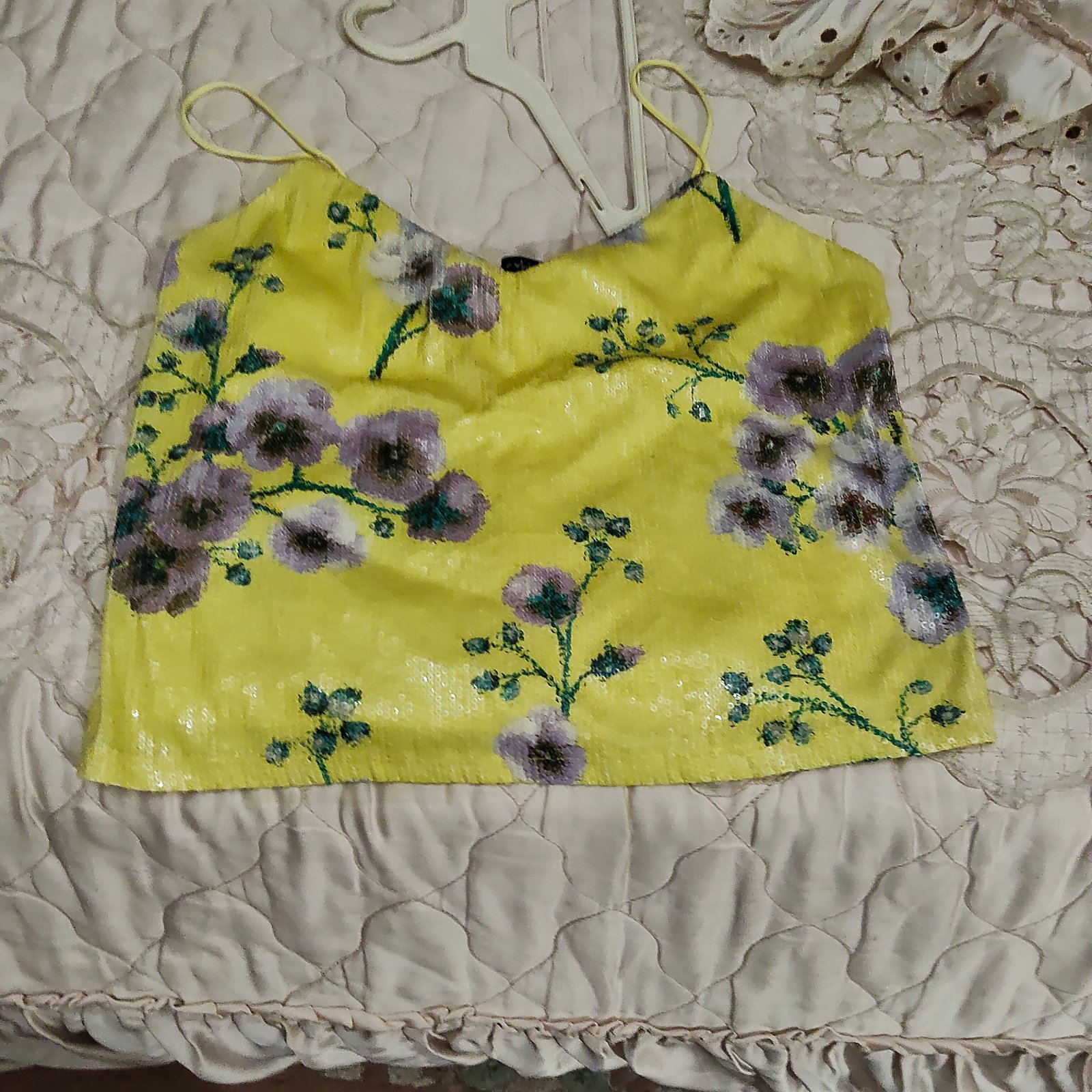 Bustier soirée jaune fleurie 