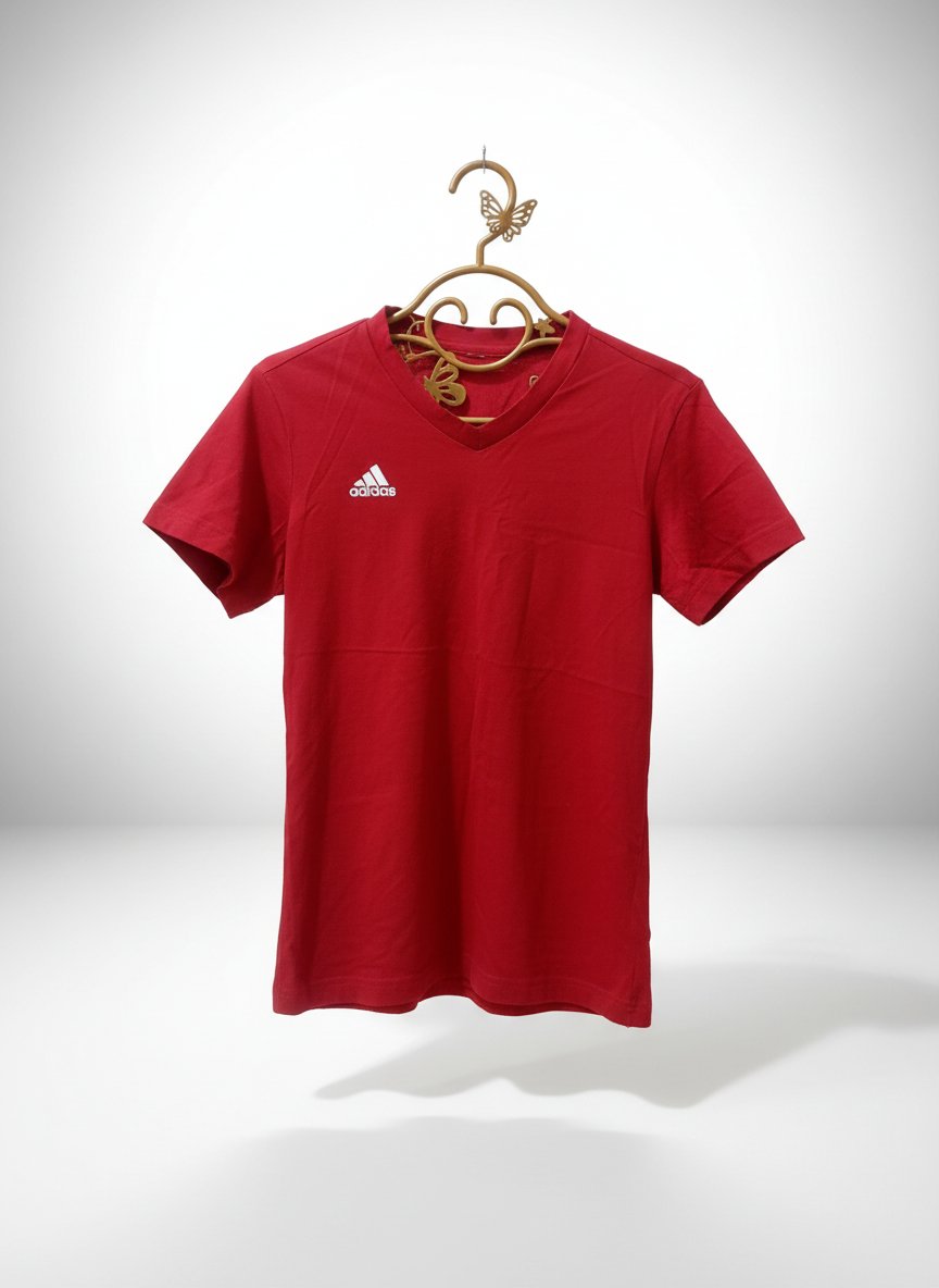 T-shirt rouge Adidas col en V