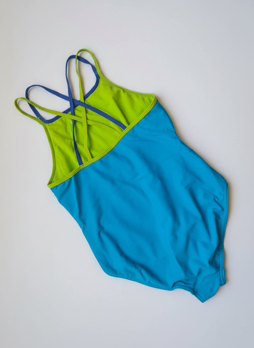 Maillot de bain 1 pièce Speedo bleu et vert – Dos croisé sport
