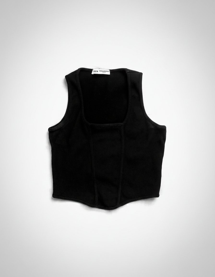 Crop top noir style corset - Marque ZEN-Taille S