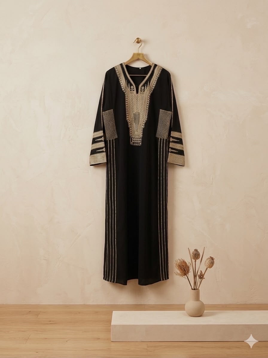 Abaya noire brodée