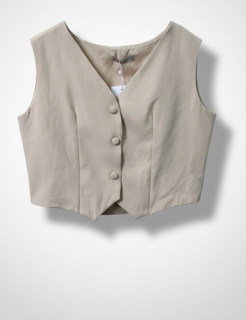 Gilet crop beige 