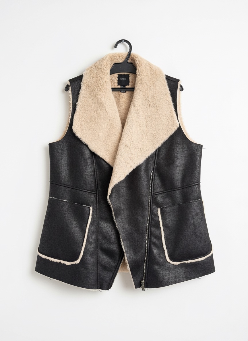 Veste sans manche revetu en faux forrure