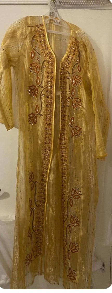Kimono long en organza brodé 