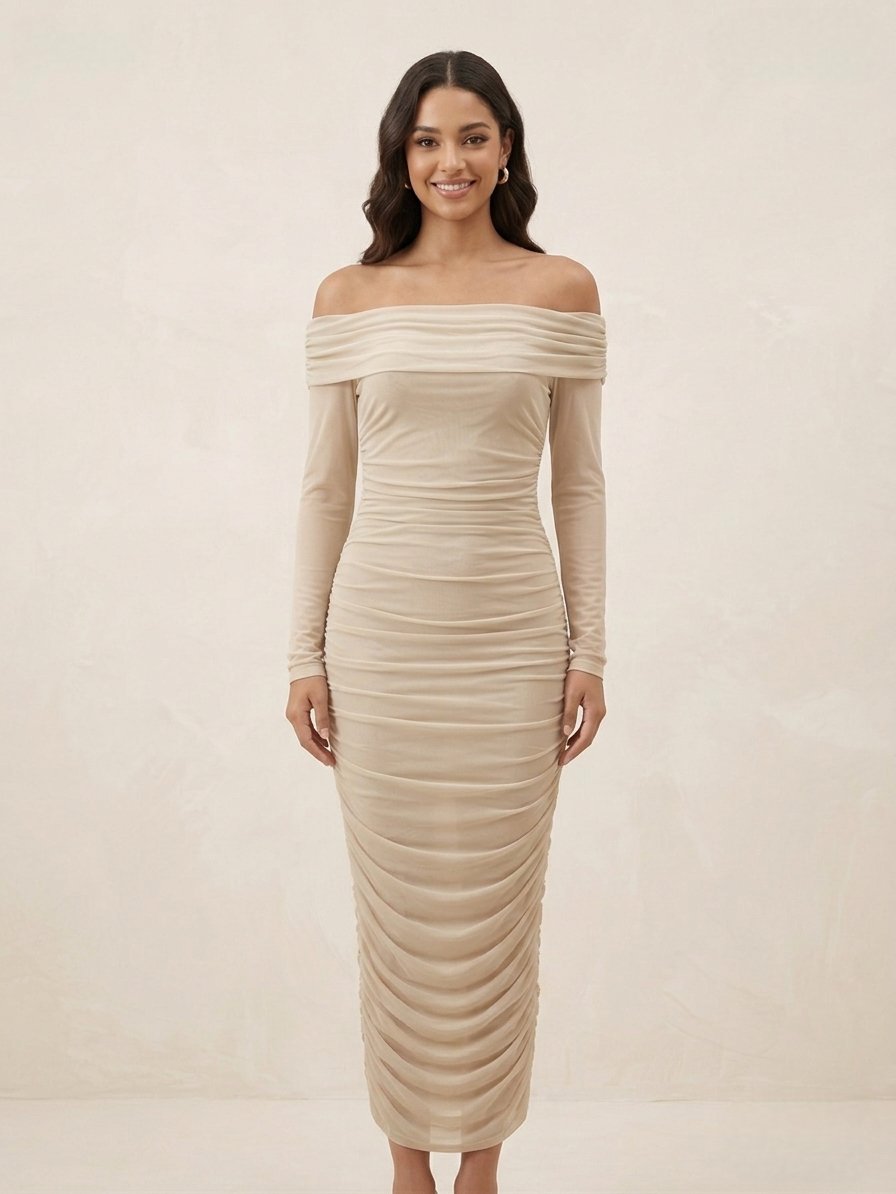 Robe moulante beige 