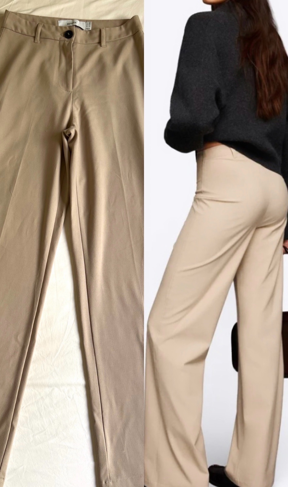 Pantalon Bershka beige taille S taille haute et large  