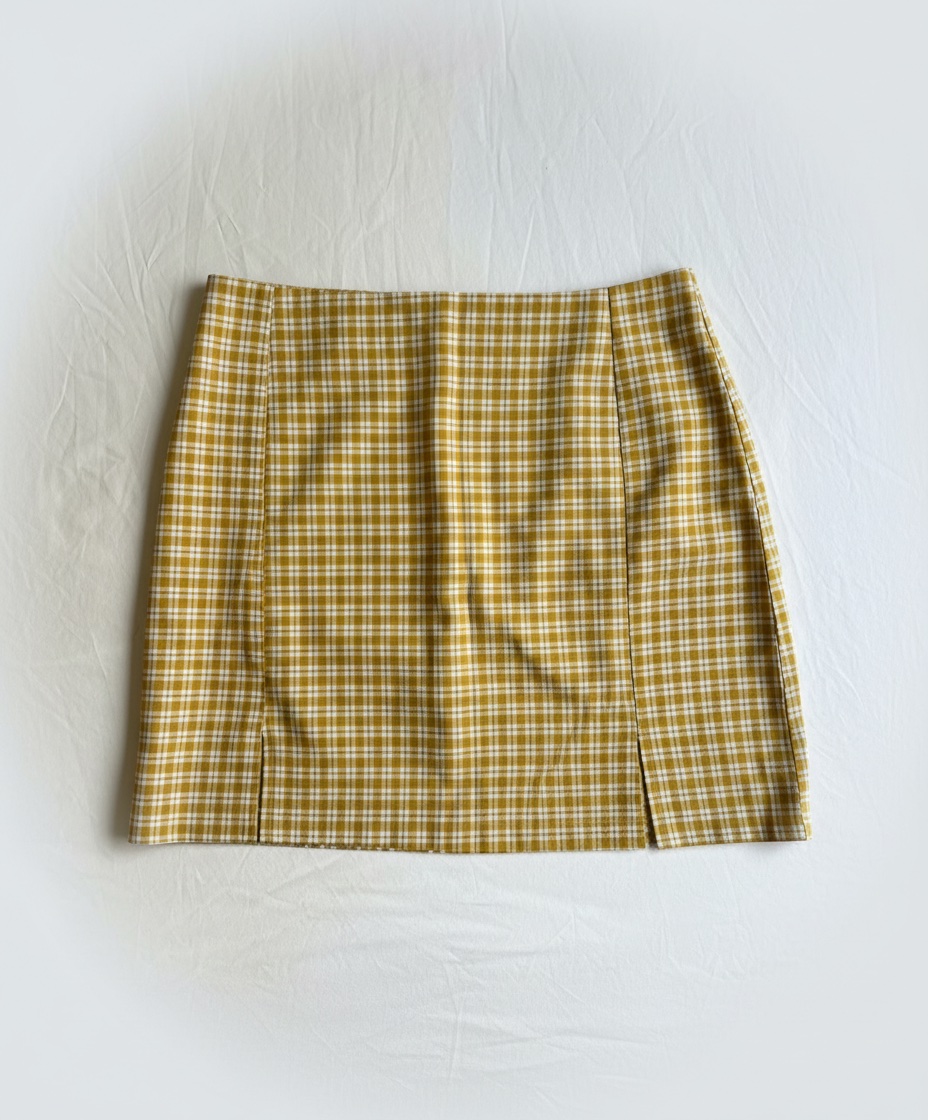 Jupe SHEIN à carreaux jaune moutarde
