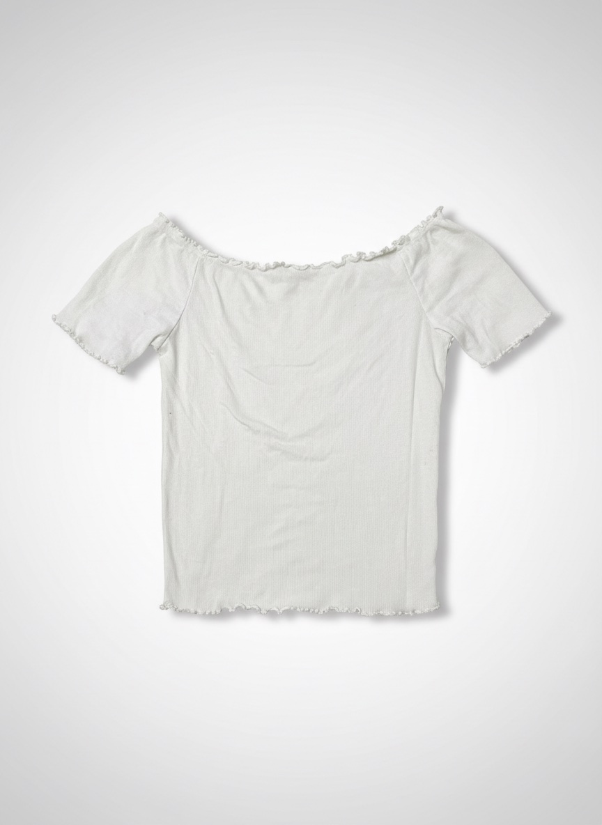 Top blanc col Bardot - Épaules dénudées - Taille S/M