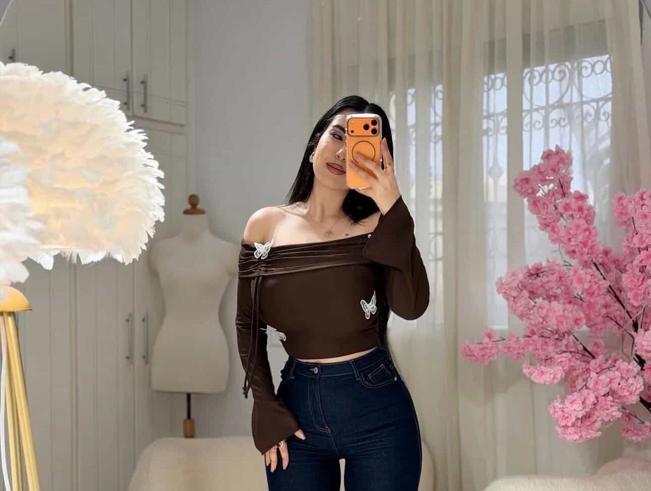 Crop top marron 