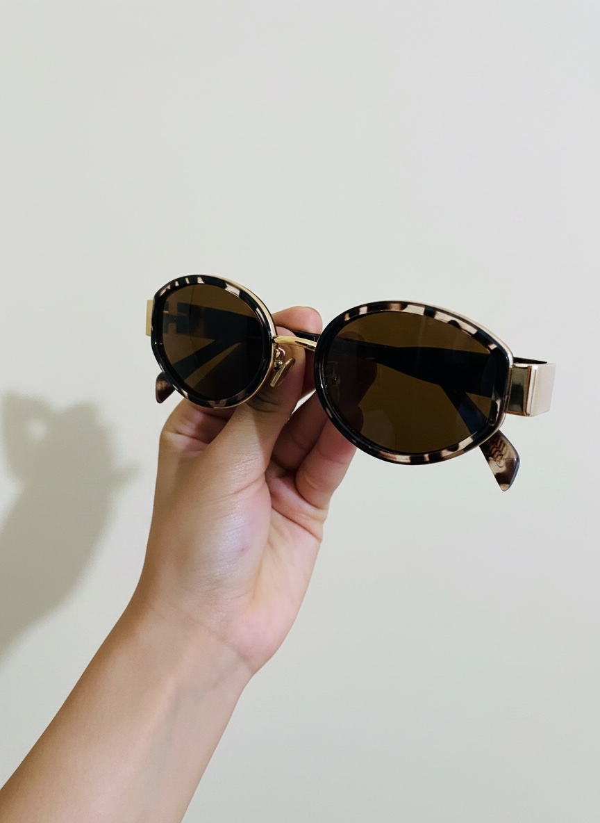 Lunettes de soleil CELINE style oversize marron & doré (+ Un Cadeau Offert !)