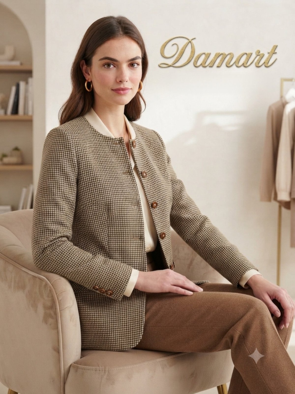 ✨ L'Élégance Signée DAMART : Veste Blazer au Motif Pied-de-Poule Iconique ✨