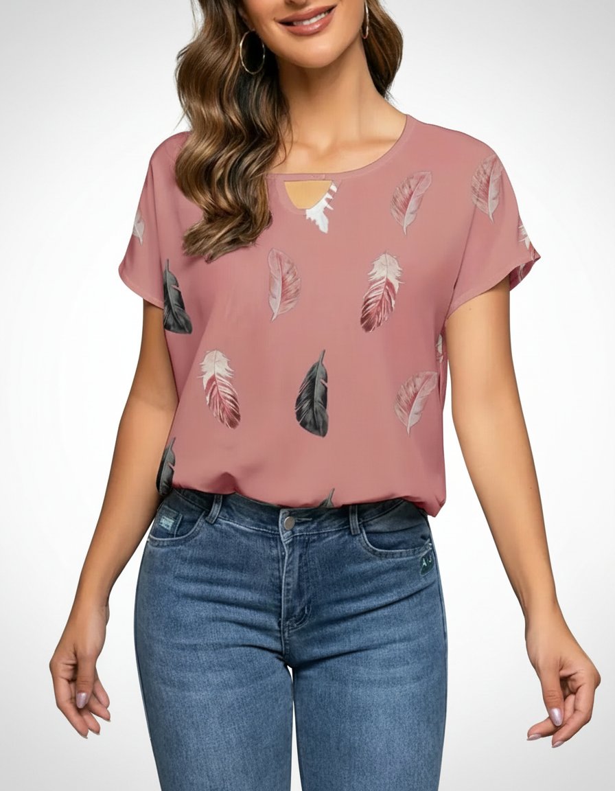 Magnifique Blouse Fluide Plumes😍💗 – Chic & Confort collection SHEIN CURVE (1xL)🪶✨associe à la perfection élégance et légèreté.🩷🌷💕💮🌸🌷 📌J'ai la même blouse en bleu marine 🪶💙🔮