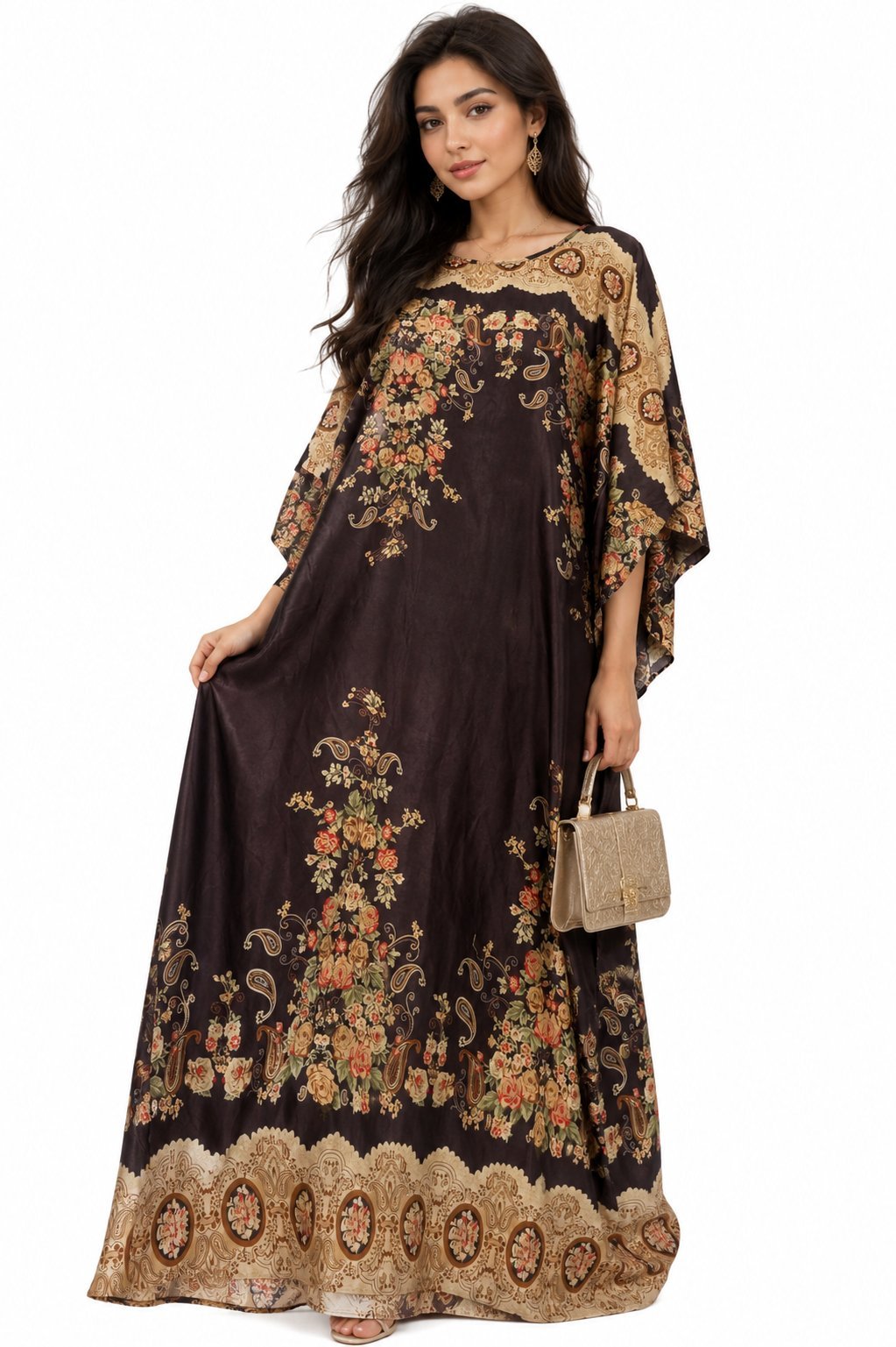 🌸 Robe longue style kimono – Motifs floraux élégants 🌸