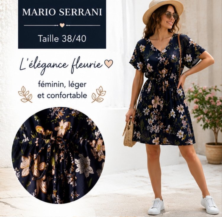 ✨🌸 𝓜𝓐𝓡𝓘𝓞 𝓢𝓔𝓡𝓡𝓐𝓝𝓘 🌸✨ 💙🌿 𝑹𝒐𝒃𝒆 𝒇𝒍𝒆𝒖𝒓𝒊𝒆 𝒄𝒉𝒊𝒄 • 𝑻𝒂𝒊𝒍𝒍𝒆 38/40 💫👗